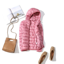 Load image into Gallery viewer, Down Parka Women Ultra-light Thin Down Jacket 2019 Autumn Winter Slim Short Hooded Warm White Duck Down Coat Women's Outerwear