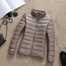 Load image into Gallery viewer, Down Parka Women Ultra-light Thin Down Jacket 2019 Autumn Winter Slim Short Hooded Warm White Duck Down Coat Women's Outerwear