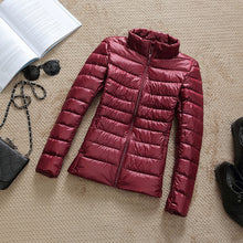Load image into Gallery viewer, Down Parka Women Ultra-light Thin Down Jacket 2019 Autumn Winter Slim Short Hooded Warm White Duck Down Coat Women's Outerwear