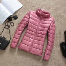 Load image into Gallery viewer, Down Parka Women Ultra-light Thin Down Jacket 2019 Autumn Winter Slim Short Hooded Warm White Duck Down Coat Women's Outerwear