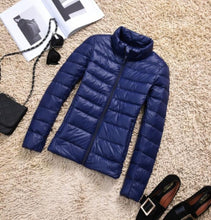 Load image into Gallery viewer, Down Parka Women Ultra-light Thin Down Jacket 2019 Autumn Winter Slim Short Hooded Warm White Duck Down Coat Women's Outerwear