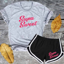Load image into Gallery viewer, Cute Pink Letter Tracksuit Set Women Short Sleeve T Shirt And Shorts Fashion Casual 2 Piece Suits
