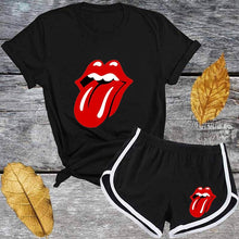 Load image into Gallery viewer, Cute Pink Letter Tracksuit Set Women Short Sleeve T Shirt And Shorts Fashion Casual 2 Piece Suits