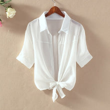 Load image into Gallery viewer, Fashion Women Lantern Sleeve Turn Down Chiffon Shirt Top + Mini Short A Line Letter Spaghetti Strap Dress New Two Pieces Sets