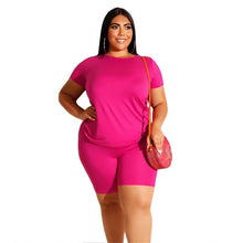 Load image into Gallery viewer, Plus Size 2 Piece Set Women Summer Casual Loose Shirt and Shorts Sweat Suits Woman Two Pieces Sets Wholesale Dropshipping