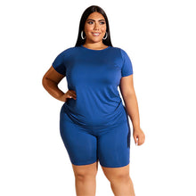 Load image into Gallery viewer, Plus Size 2 Piece Set Women Summer Casual Loose Shirt and Shorts Sweat Suits Woman Two Pieces Sets Wholesale Dropshipping