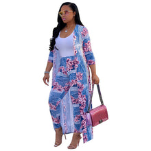 Load image into Gallery viewer, Summer 2 Piece Set Women Cardigan Long Trench Tops And Bodycon Pant Suit Casual Clothes Boho Sexy Two Piece Outfits 2019