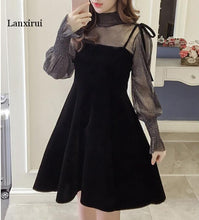 Load image into Gallery viewer, Spring Elegant Women Transparent Lantern Long Sleeves Tops+ Dress Set 2pcs Suit Party Birthday Gift A485