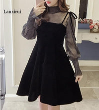 Load image into Gallery viewer, Spring Elegant Women Transparent Lantern Long Sleeves Tops+ Dress Set 2pcs Suit Party Birthday Gift A485