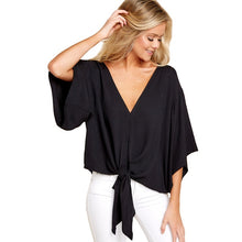 Load image into Gallery viewer, Plus Size 5XL Summer Cardigan Women Blouse Casual Batwing Sleeve Deep V Blouses Femme Print Tie Loose Irregular Pullovers Ladies