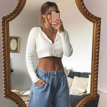 Load image into Gallery viewer, Girls Knitting Short Shirt Cardigan Tops Womens O-neck Single Breasted Long sleeve Solid Cardigan 2020 Spring Casual Shirts Lady