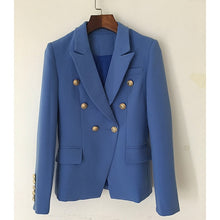 Load image into Gallery viewer, Green Blue Yellow Black White Blazer Women Office Formal Double Breasted Buttons Blazer Plus Big Size Women Blazers Drop Ship
