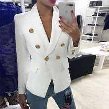 Load image into Gallery viewer, Green Blue Yellow Black White Blazer Women Office Formal Double Breasted Buttons Blazer Plus Big Size Women Blazers Drop Ship