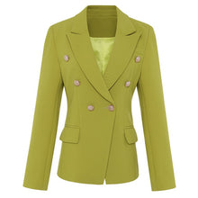 Load image into Gallery viewer, Green Blue Yellow Black White Blazer Women Office Formal Double Breasted Buttons Blazer Plus Big Size Women Blazers Drop Ship