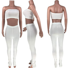 Load image into Gallery viewer, HAOYUAN Sexy Knit Two Piece Set Summer Clothes for Women Crop Top and Split Flare Pant Suit 2 Piece Club Outfits Matching Sets