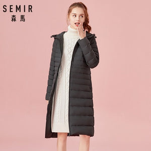SEMIR Hood Parkas Female Outerwear Casaco Feminino Women Winter Jacket 2018 Fashion Thicken Cotton Padded Long Coat Women