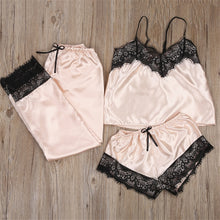 Load image into Gallery viewer, Womens Two Piece Sets 2019 Lace Sleepwear Pajamas Womens Clothing Ladies Set Crop Top Shorts Pants Sexy Women Two Piece Clothes
