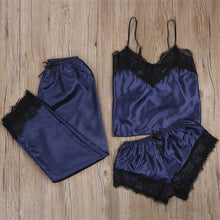 Load image into Gallery viewer, Womens Two Piece Sets 2019 Lace Sleepwear Pajamas Womens Clothing Ladies Set Crop Top Shorts Pants Sexy Women Two Piece Clothes
