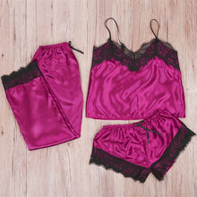 Load image into Gallery viewer, Womens Two Piece Sets 2019 Lace Sleepwear Pajamas Womens Clothing Ladies Set Crop Top Shorts Pants Sexy Women Two Piece Clothes
