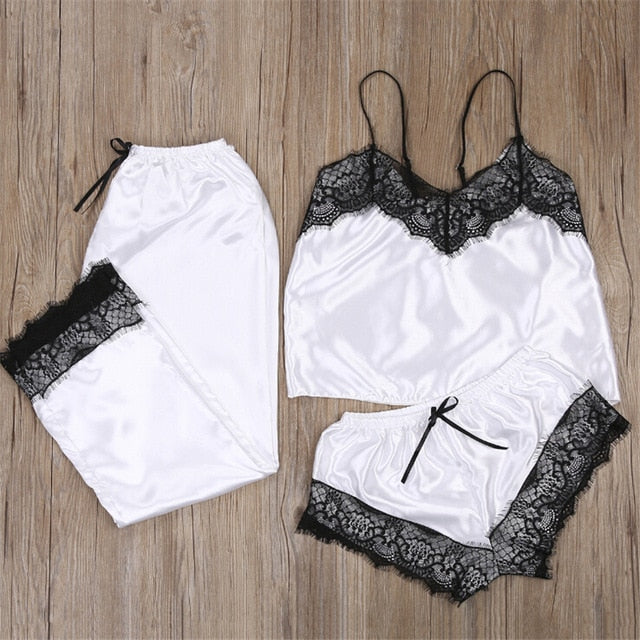 Womens Two Piece Sets 2019 Lace Sleepwear Pajamas Womens Clothing Ladies Set Crop Top Shorts Pants Sexy Women Two Piece Clothes
