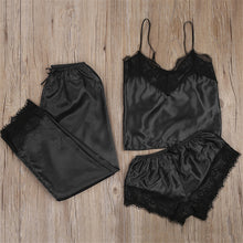 Load image into Gallery viewer, Womens Two Piece Sets 2019 Lace Sleepwear Pajamas Womens Clothing Ladies Set Crop Top Shorts Pants Sexy Women Two Piece Clothes
