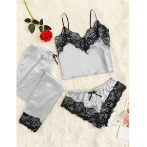 Womens Two Piece Sets 2019 Lace Sleepwear Pajamas Womens Clothing Ladies Set Crop Top Shorts Pants Sexy Women Two Piece Clothes