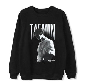 New arrival superM member name/photo printing pullover loose hoodies unisex kpop fleece/thin black sweatshirt