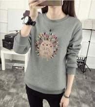 Load image into Gallery viewer, Cute Hedgehog Print Women Hoodie Spring Autumn Winter Long Sleeve Round Neck Women&#39;s Sweatshirt Thick Fleece Women Tracksuit
