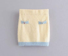 Load image into Gallery viewer, 2019 Autumn Retro Shaggy Contrast color Cardigan Korea Single-breasted Button Knitted Sweater Package Hips Mini Skirt 1 Set
