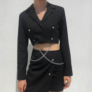 SUCHCUTE Ladies Blazer And Skirt Set Women's Suit 2 Piece Set Green Casual Blazers Korean Style Ropa Oficina Mujer Mantelpakje