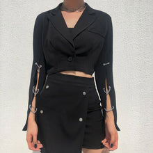 Load image into Gallery viewer, SUCHCUTE Ladies Blazer And Skirt Set Women&#39;s Suit 2 Piece Set Green Casual Blazers Korean Style Ropa Oficina Mujer Mantelpakje
