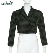 Load image into Gallery viewer, SUCHCUTE Ladies Blazer And Skirt Set Women&#39;s Suit 2 Piece Set Green Casual Blazers Korean Style Ropa Oficina Mujer Mantelpakje

