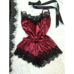 Bigsweety Women's Sleepwear Sexy Lace Satin Pajama Sets Nightwear Sleeveless Tops+Shorts 2 Pcs Sets Pyjama Sets For Women Pijama