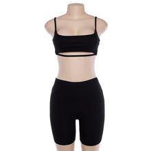 Load image into Gallery viewer, HAOYUAN Sexy Two Piece Set Women Bodycon Matching Sets Crop Tops and Biker Shorts Sweat Suits Summer Outfits 2 Pcs Tracksuit
