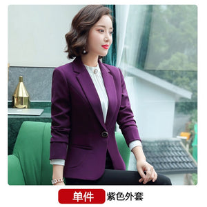 2020 Purple Women Formal Dress Suit Ladies Elegant Business Office Wear Blazer Suits Long Sleeve Blazer Jacket Dresses Plus Size
