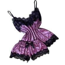 Load image into Gallery viewer, New Women Sexy Lingerie Camisole Bow Shorts V-neck Tops Velvet Pajamas Sleepwear Velvet Pajamas Set Cool Comfortable Summer
