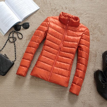Load image into Gallery viewer, Down Parka Women Ultra-light Thin Down Jacket 2019 Autumn Winter Slim Short Hooded Warm White Duck Down Coat Women&#39;s Outerwear
