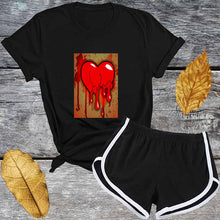 Load image into Gallery viewer, Cute Pink Letter Tracksuit Set Women Short Sleeve T Shirt And Shorts Fashion Casual 2 Piece Suits
