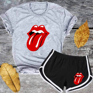 Cute Pink Letter Tracksuit Set Women Short Sleeve T Shirt And Shorts Fashion Casual 2 Piece Suits