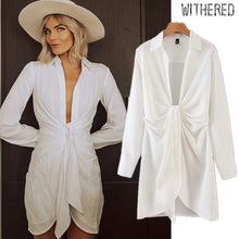 Load image into Gallery viewer, Withered fashion blogger england style white shirt bow sexy dress women vestidos de fiesta de noche vestidos party dress blazers
