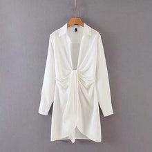 Load image into Gallery viewer, Withered fashion blogger england style white shirt bow sexy dress women vestidos de fiesta de noche vestidos party dress blazers
