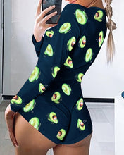 Load image into Gallery viewer, Women Sexy Summer Print Short Jumpsuit Female Low Cut Long Sleeve Print Lounge Romper Bedroom Homewear Playsuit Pajamas Sets
