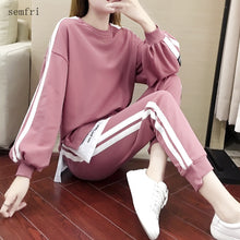 Load image into Gallery viewer, Semfri Cotton Plus Size Womens Tracksuit 2020 Spring Autumn Sweatshirt Two Piece Set Female Loose Style Casual Sweatsuit
