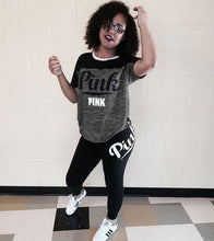 Load image into Gallery viewer, Casual PINK Printing Women 2pcs Outfit Short Sleeve T-Shirts And Long Skinny Pants Suits Fitness Plus Size XXXL Summer Tracksuit
