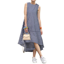 Load image into Gallery viewer, 2020 Spring Summer Sundress ZANZEA Women Sleeveless Plaid Checked Dress Casual Mid Calf Dresses Vestidos Beach Party Dresses 5XL
