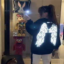 Load image into Gallery viewer, Fall Winter Women Sweatshirts High Street Harajuku Cute Hoodies Punk Gothic Reflective Wings Printing Pullover Top Warm Hot Sale
