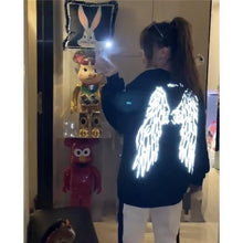 Load image into Gallery viewer, Fall Winter Women Sweatshirts High Street Harajuku Cute Hoodies Punk Gothic Reflective Wings Printing Pullover Top Warm Hot Sale
