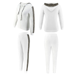 2Pcs Women Hoodies Sports Long Sleeve Patchwork Casual Tops Pants Tracksuit Sweatshirt Sweat Suit Jogging