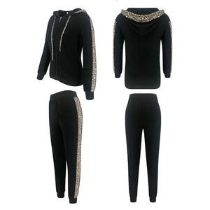2Pcs Women Hoodies Sports Long Sleeve Patchwork Casual Tops Pants Tracksuit Sweatshirt Sweat Suit Jogging