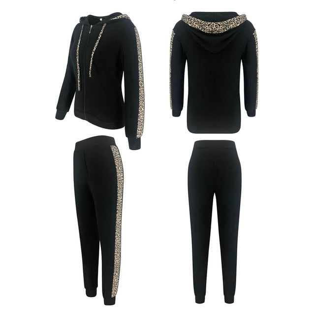 2Pcs Women Hoodies Sports Long Sleeve Patchwork Casual Tops Pants Tracksuit Sweatshirt Sweat Suit Jogging